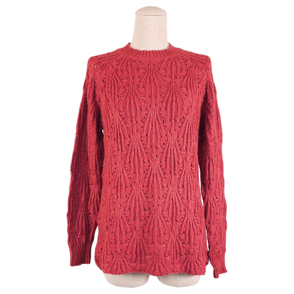 Kensie Nubby Textured Knit Sweater Red Sz Medium